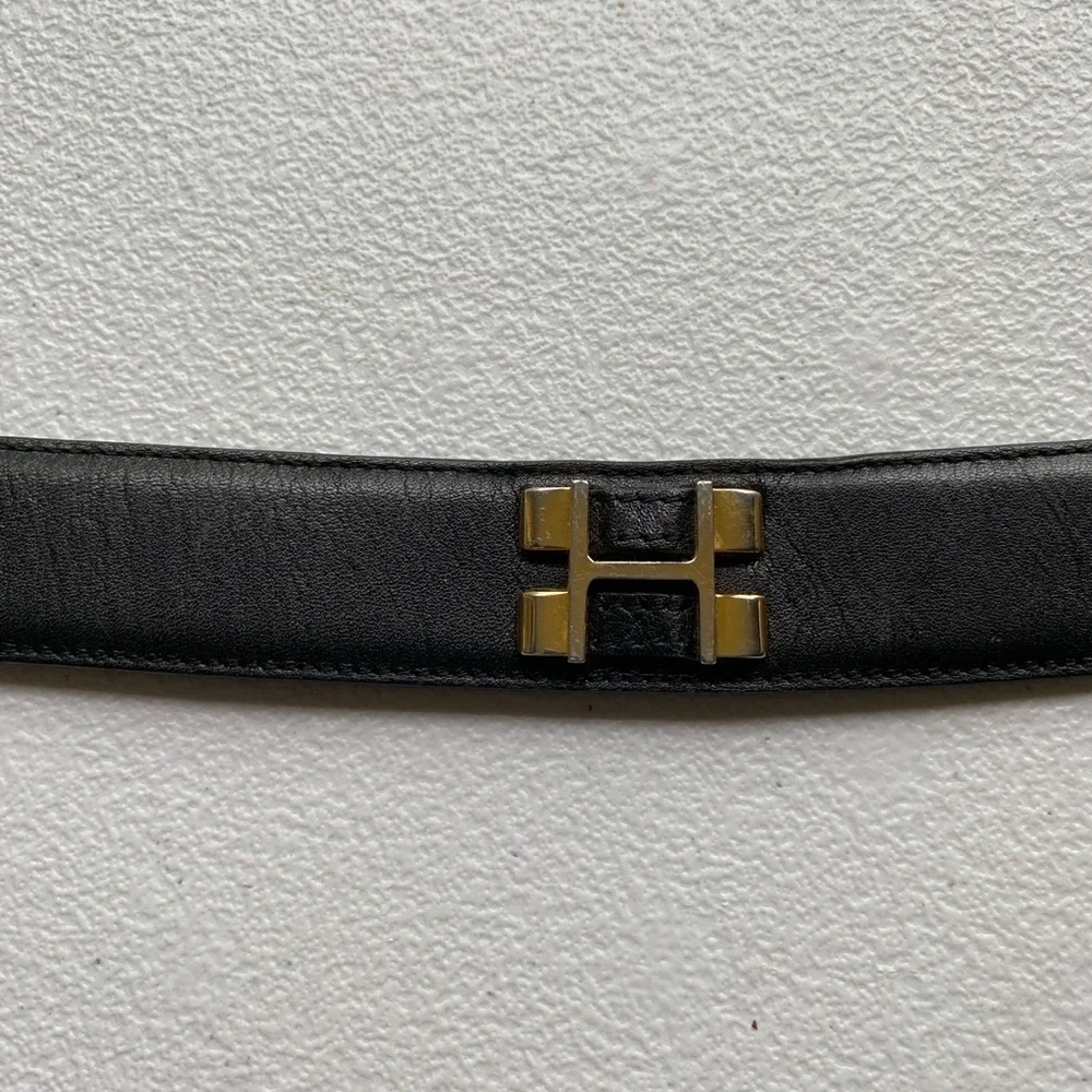 Roberto Bellido Black and Gold Leather Belt Size 36